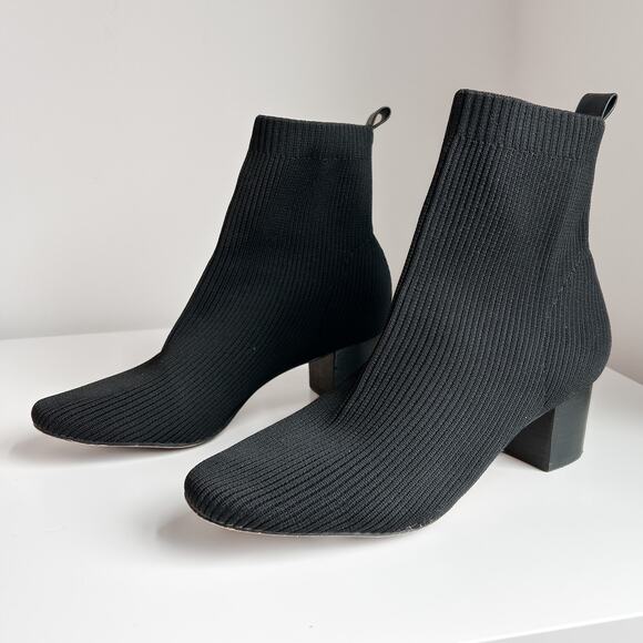 Joie x Revolve Neely Knit Stretch Block Heel Sock Ankle Booties Size 9.5 Black - Picture 1 of 7